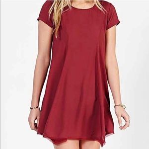 UO BABYDOLL RAYON MAROON DRESS